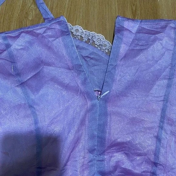 VTG Cottagecore Charng Shin Silk Cami Midi Dress 11/L/XL Sleeveless Line Violet - Picture 10 of 14